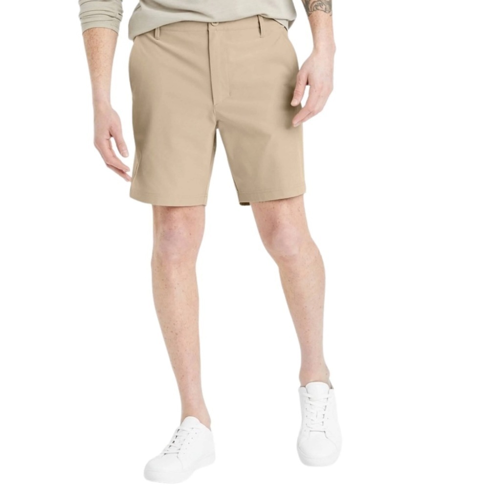 All in Motion Lightweight Tan Hybrid Flat Front Shorts